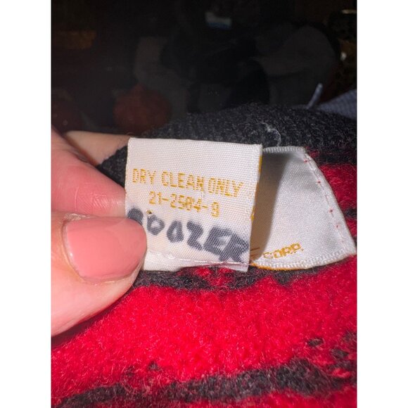 Vintage Tally H0 100% Boiled Wool Button Chunky Knit Cardigan Sweater Red Floral - Picture 6 of 12